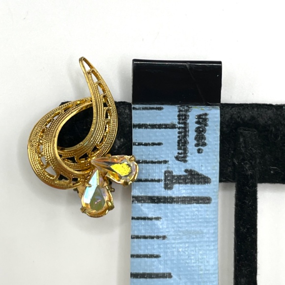 Vintage Germany Signed Gold Tone AB Rhinestone Necklace Clip-on Earring Set - Picture 10 of 13